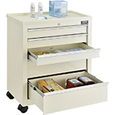 Global Industrial™ 5-Drawer Medical Bedside Cart W/ Key Lock, 24-1/2L x 13-1/4W x 29H, Beige