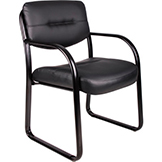 Interion® Waiting Room Chair with Arms - Leather - Black
