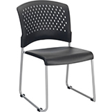 Interion® Stacking Chair With Mid Back, Plastic, Black - Pkg Qty 4
