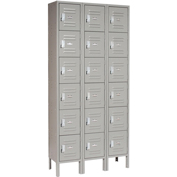 Global Industrial™ 6-Tier 18 Door Box Locker, 12W x 12D x 12H Gray Assembled