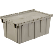 Global Industrial™ Shipping & Storage Container w/Attached Lid, 27-3/16x16-5/8x12-1/2 Gray