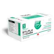 AirGUARDZ™ ASTM F2100 Level 3 Procedural Face Mask, 3-Ply Pleated With Earloops, Green, 50/Box
