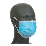 Disposable Face Mask With Ear Loops, Blue, 3-Ply, 50/Box