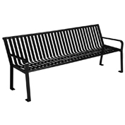 Global Industrial™ 6' Outdoor Vertical Steel Slat Park Bench w/ Back, Black