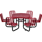 Global Industrial™ 46 Round Carousel Picnic Table With 6 Seats, Expanded Metal, Red
