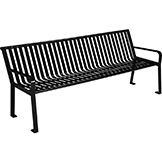 Global Industrial™ 6' Vertical Steel Slat Outdoor Park Bench with Back, Black